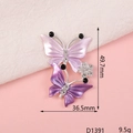 Purple and pink gradient butterfly alloy pin with white rhinestones and enamel finish - D1391 Two Butterflies (Purple)