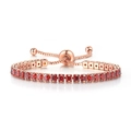 Pulsera ajustable de oro rosa con una fila de circonitas rojas de corte cuadrado - Cuadrado de 3mm / Oro rosa con circonita roja