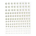 Macro detail of multi-size gradient ivory pearl adhesive stickers for face and DIY crafts - ET-08-1 White Pearl Sticker