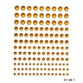 Detailed sheet of orange round faceted self-adhesive acrylic rhinestones in various sizes - ET-08-7 Orange Round Rhinestone