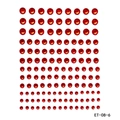 Detailed view of self-adhesive red round acrylic rhinestones in assorted sizes - ET-08-6 Red Round Rhinestone