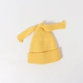 Cozy bright yellow knit beanie for babies with long decorative bow knot details - Kids (48-53CM) / Yellow
