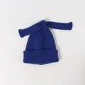 Royal blue knit beanie for babies featuring long decorative bow ties and ear protection - Kids (48-53CM) / Blue