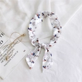 White silk skinny scarf with cartoon balloon prints for hair or handbag handles - 6 Bear Ice Cream