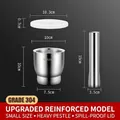 Small 304 stainless steel mortar and pestle set with lid for kitchen grinding - Small Upgraded Reinforced