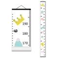 Nordic cartoon children growth chart featuring crown and hat patterns on fabric scroll - Style E