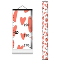 Nordic hanging growth chart for kids made of fabric with red heart patterns - Style G