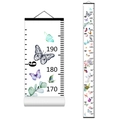 Nordic butterfly pattern kids growth chart canvas with wooden hanging frame - Style R