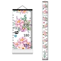 Nordic canvas height chart for kids featuring watercolor flowers and wooden frame - Style X