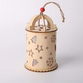 Wooden Christmas lantern with LED stars and snowflakes patterns on white background - Style 4-Cylindrical Tree Star
