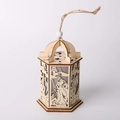 Wooden hexagon Christmas lantern with hollow nativity scene and LED lighting - Style 5-Hexagonal Nativity