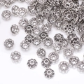 Vintage silver hollow petal bead caps for DIY jewelry making and bracelet assembly - GPHJ041