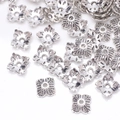Silver hollow flower bead caps for DIY jewelry making and earring accessory design - GPHJ046