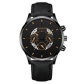 Montre à quartz pour hommes avec cadran noir, index dorés et bracelet noir mat élégant - Aiguille Or Rose Cadran Noir Boîtier Noir Bracelet Noir