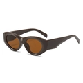 Retro oval sunglasses in thick dark brown frames for a stylish Y2K fashion look - Coffee Frame Brown Lens