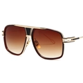 Gafas de sol aviador de metal dorado con lentes degradadas marrones para hombre y mujer - Montura Dorada Lente Marrón Degradada