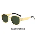Gafas de sol retro con montura de metal dorado y lentes verde oscuro, modelo C2 - Montura Dorada Lentes Verdes (C2)