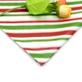 Macro detail of red and white striped Christmas tissue paper with decorative flowers - Christmas Twill
