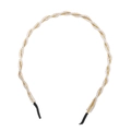 Eleganter goldener Haarreif mit gedrehten weißen Perlen für Damen Haar-Accessoires - 648204 Gedrehter Stil (15.5g)