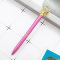 Elegant pink and gold metal ballpoint pen with a large crystal diamond top - Pale Purple