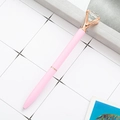 Pink diamond ballpoint pen with rose gold metal clip and large clear crystal gem - Matte Pink with Rose Gold Parts
