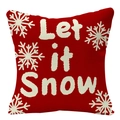 Christmas linen pillowcase with Let it Snow text and white snowflakes on red background - 45cmx45cm / Linen / Red Let It Snow