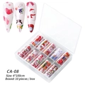 Christmas nail art transfer foil set with 10 rolls of festive patterns in a clear box - Christmas Starry Sky Paper 08 (CA-08) / 10 Pieces Pack