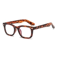 Classic tortoise shell square frame sunglasses with metal rivet accents for outdoor fashion - Tortoise Frame Transparent Lens (Blue Light Blocking)