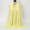 Lightweight bright yellow cotton linen scarf with frayed edges style #6 for women - Bright Yellow