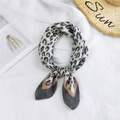 Piccolo foulard quadrato in cotone e lino con stampa leopardata beige e nera - Leopardo Nero Beige / 58x58cm