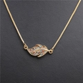 Collier couronne de feuilles dorées avec zircons colorés et chaîne box ajustable - Feuille Dorée