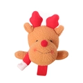 Christmas reindeer snap bracelet with brown plush fabric and red scarf for kids - Elk