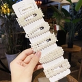 Set di 5 fermagli per capelli in perle bianche fatte a mano in varie forme geometriche - Set da 5 pezzi 3