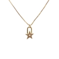 Gold necklace with micro-paved zircon star lock pendant on a clean white background - Gold Star Lock