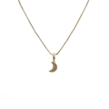 Gold moon pendant necklace featuring micro-pasted cubic zirconia for a minimalist look - Gold Pave Moon