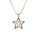 Golden necklace with micro-pave zircon star pendant and colorful gemstones on white background - Gold Rainbow Star