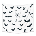Bohemian Halloween tapestry featuring black bat silhouettes on a white fabric background - WSJ06-White Black Bat Silhouette / 73X95CM (Brushed Fabric)