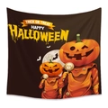 Halloween tapestry with pumpkin characters and Trick or Treat text for wall decoration - WSJ14-Brown Cartoon Pumpkin Figures / 73X95CM (Brushed Fabric)