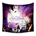Bohemian Halloween wall tapestry with purple night sky, spooky house, and pumpkin design - WSJ16-Purple Black Dark Fairy Cemetery / 73X95CM (Brushed Fabric)