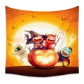 Bohemian Halloween wall tapestry with cute cartoon pumpkin and children costumes - WSJ24-Lively Cartoon Halloween Party / 73X95CM (Brushed Fabric)