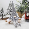 Gnomo di Natale grigio con cappello a cuore e lunghe gambe a righe per decorazione - Motivo a Cuore Grigio / Grigio