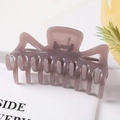 Close-up of translucent grey-brown geometric hair claw clip with hollow rectangular top - Gray / 9.5CM