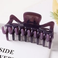Large translucent purple geometric hair claw clip for women on a white background - Purple / 9.5CM