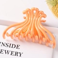 Glossy orange geometric hair claw clip with streamlined multi-teeth design for women - 10.5CM Large / Orange