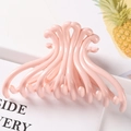 Pink large wave hair claw clip made of matte plastic for elegant women hair styling - 10.5CM Large / Pink