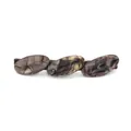 Drei-Glieder-Pferdeschwanz-Clip aus Acetat mit Marmormuster in Grau und Beige - Grau