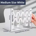 Adjustable white metal bookend with X-shaped structure, medium size 16.5cm height - Minimalist White - Medium