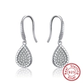 Elegant 925 sterling silver drop earrings with teardrop shape and pavé cubic zirconia - Water Drop Inlaid Hook / Silver Snake Water Drop (SE246-P)