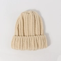 Gorro de punto grueso para niños en blanco crema con un diseño de dobladillo - Niños(48-55CM) / Beige