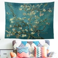 Van Gogh Almond Blossoms wall tapestry for home decor hanging in a modern living room - 95x73cm / Almond Blossoms